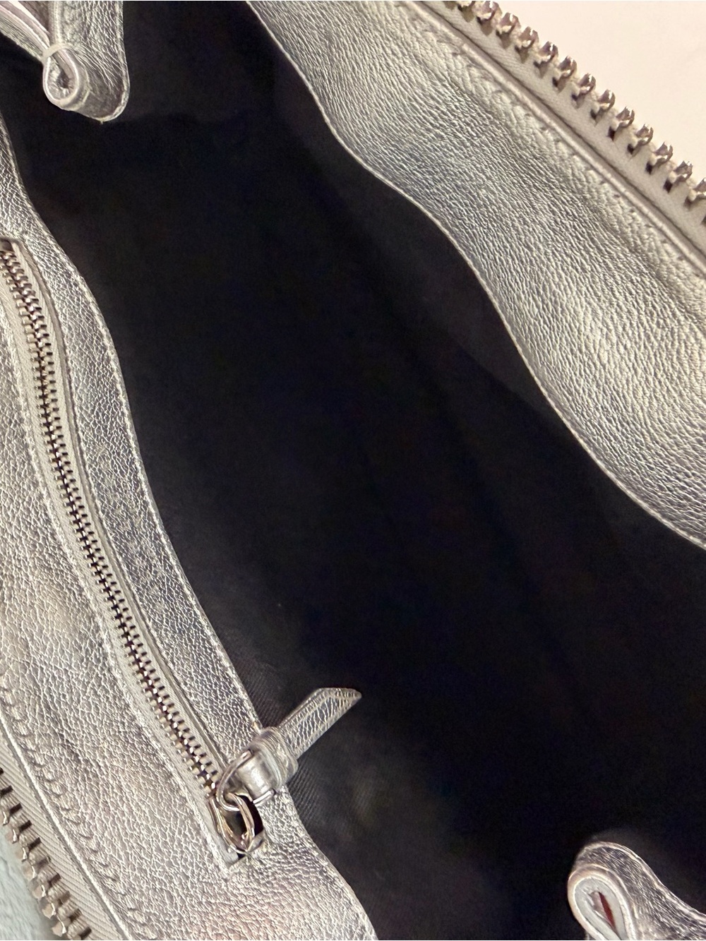 Ralph Lauren Collection Ricky Metallic Silver Pebbled Leather Clutch - Picture 15 of 16